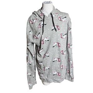 On Fire grey Unicorn hoodie 3x
